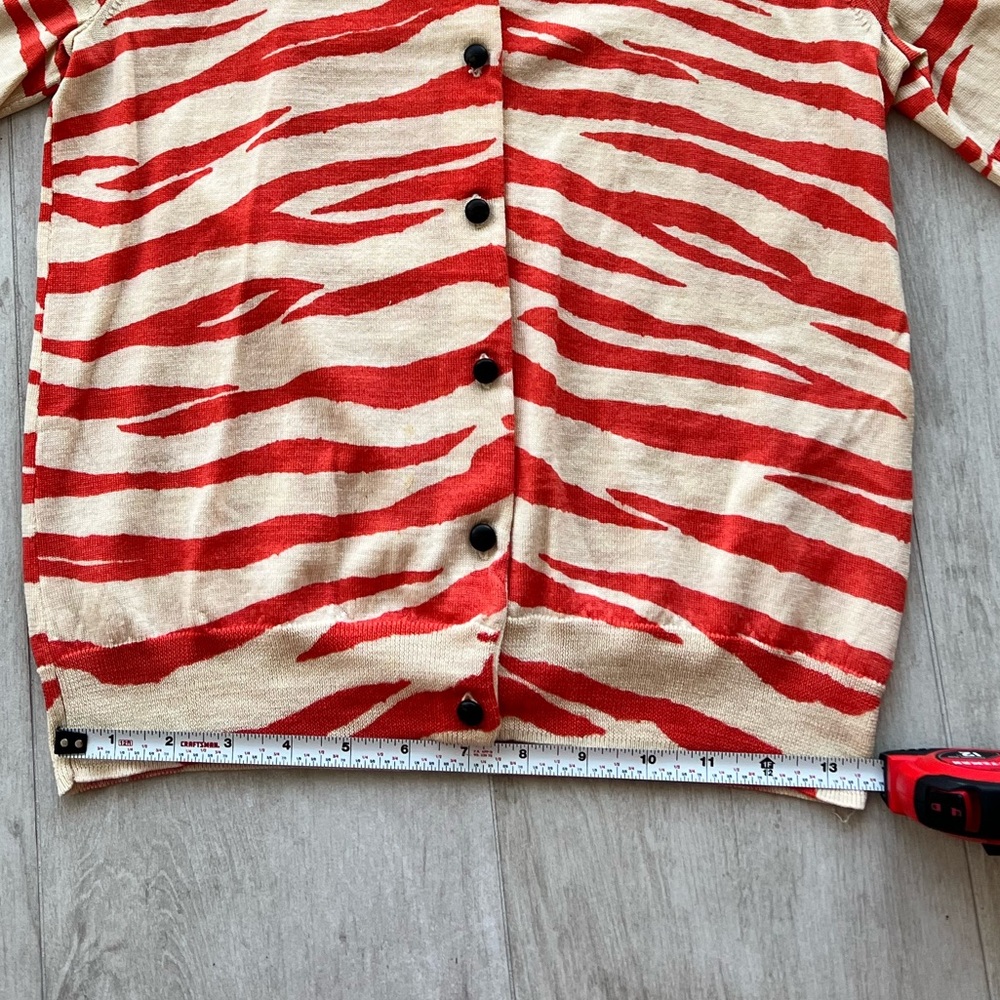 J. Crew Orange/Red Zebra Print Cardigan Size S - Picture 8 of 8